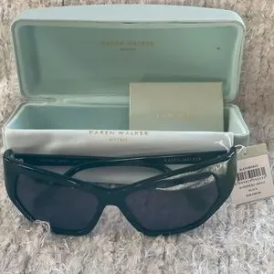 KAREN WALKER Black Superhero Wrap Sunglasses KAREN WALKER Black Superhero Wrap Sunglasses $200 | eBay main image 2